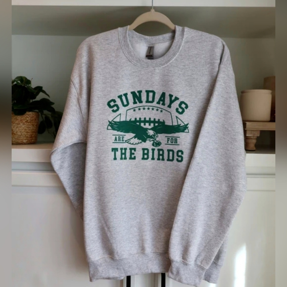 Sundays Are For The Birds Heather Gray Sweatshirt Size Medium Philadelphia Eagle - Picture 2 of 14